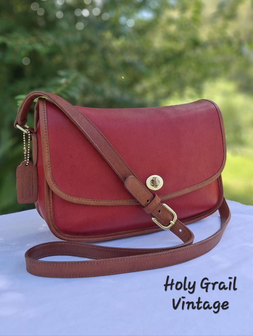 Rare Vintage Pre-1994 Coach City Spectator Bag Red/Tabac #6790 Made In USA